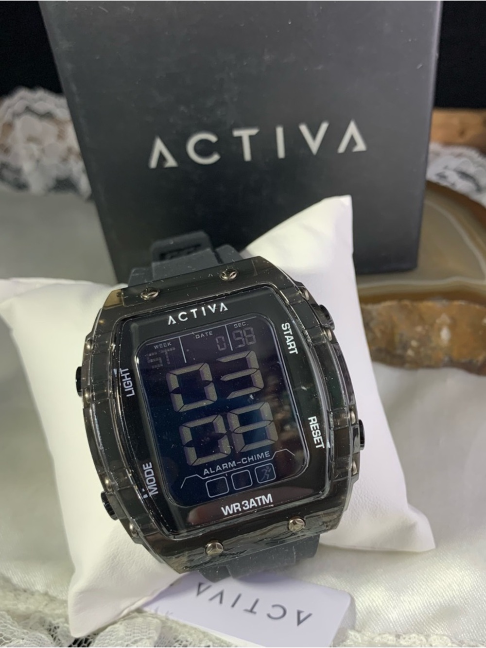New Men's Invicta Activa Black Digital Sport Watch with Rectangular Display,